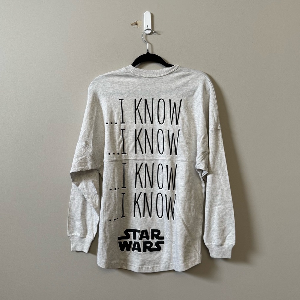 Disney Spirit Jersey Star Wars I LOVE YOU (I Know) Falcon heart long sleeve NWT - Picture 6 of 8